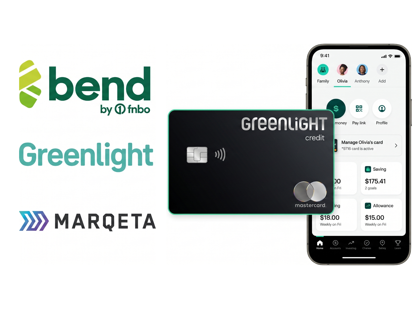 Bend by FNBO, Greenlight, and Marqeta credit card program