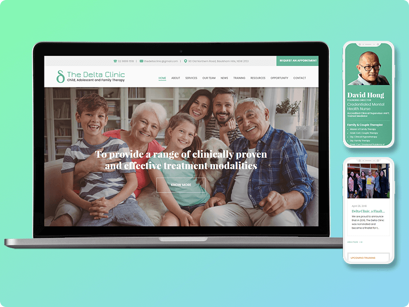 The Delta Clinic website on desktop and mobile