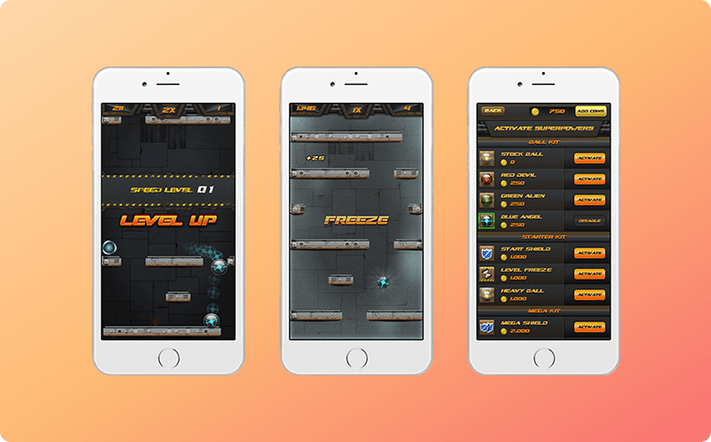 Falldown Abyss mobile game screens