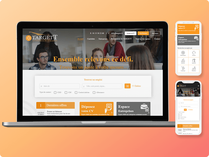 Targett recruitment website on desktop and mobile