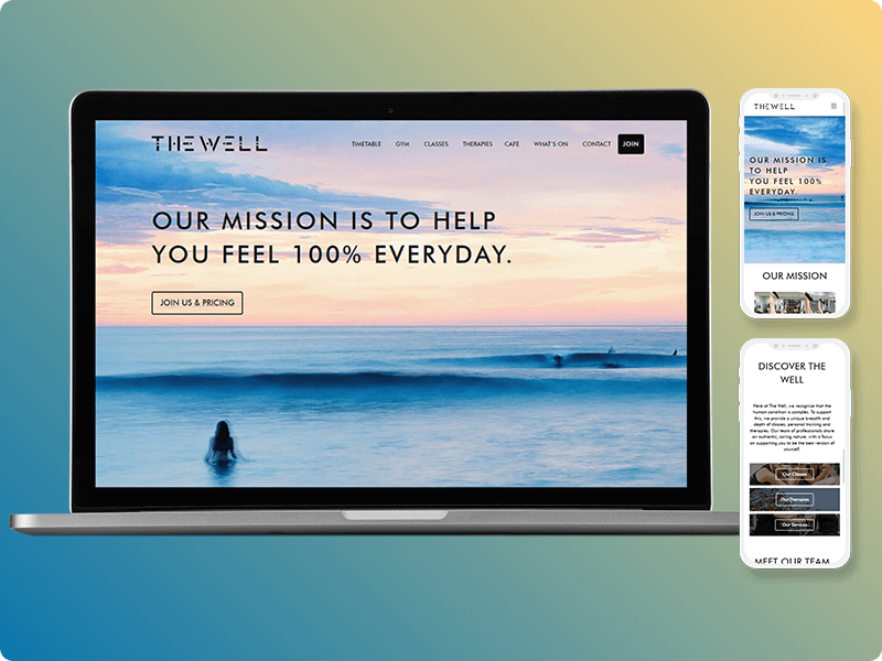 The Well Bondi website on desktop and mobile