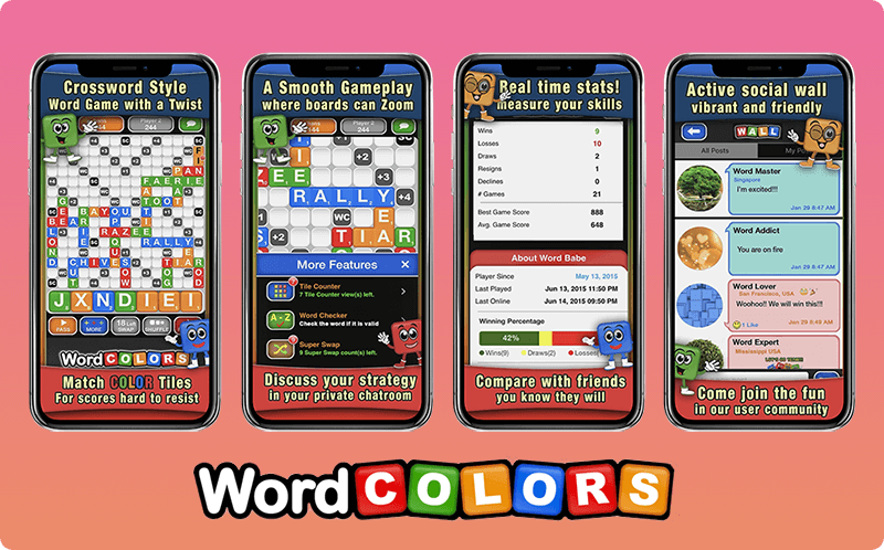 Word Colors mobile game screens